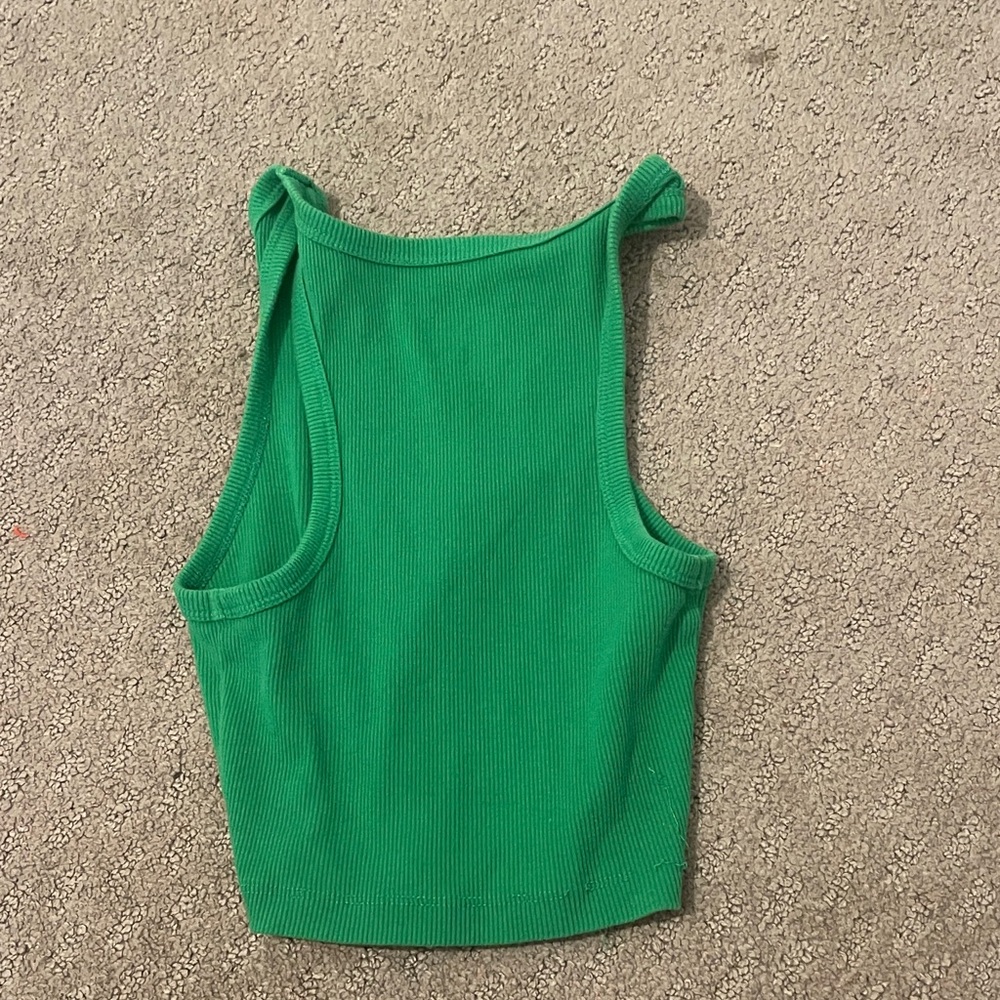 Green Ribbed Tank Top